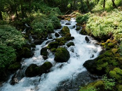 Каскадный водопад в каньонах Черногории
